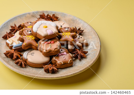 Sweet, colorful, homemade Christmas gingerbread cookies. Christmas gingerbread cookies 142460465