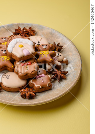 Sweet, colorful, homemade Christmas gingerbread cookies. Christmas gingerbread cookies Sweet, colorful, homemade Christmas gingerbread cookies. Christmas gingerbread cookies 142460467