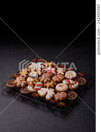 Sweet, colorful, homemade Christmas gingerbread cookies. Christmas gingerbread cookies Sweet, colorful, homemade Christmas gingerbread cookies. Christmas gingerbread cookies 142460483