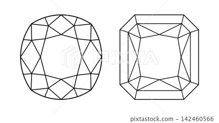 Original Radiant, Cushion old money diamond cut shapes. Design diagrams. Brilliant Cushion old money, Original Radiant cut patterns. Gemstone outline icon layouts for jewellery design, branding, logo. Original Radiant, Cushion old money diamond cut shapes. Design diagrams. Brilliant Cushion old money, Original Radiant cut patterns. Gemstone outline icon layouts for jewellery design, branding, logo. 142460566