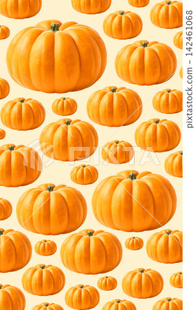 modern pumpkin pattern on beige background 142461068