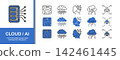 Cloud Computing Editable Icons set. Vector illustration in modern thin line style of technology related icons: datum, storage, network, and more. Isolated on transparent background. 142461445