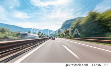 Driving on a highway through the mountains and meadows in Italy timelapse hyperlapse drivelapse Driving on a highway through the mountains and meadows in Italy timelapse hyperlapse drivelapse 142461986
