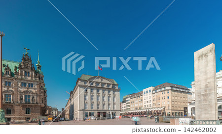 Panorama showing a building of the Hamburg City Hall timelapse, the seat of the government of Hamburg, Germany Panorama showing a building of the Hamburg City Hall timelapse, the seat of the government of Hamburg, Germany 142462002