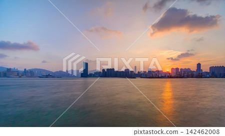 Hong Kong Sunset, View from kowloon bay downtown timelapse 142462008