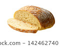 sliced wheat rustic bread with sourdough isolated on white background. 142462740