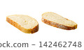 pieces wheat rustic bread with sourdough, isolated on white background. 142462748