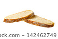 pieces wheat rustic bread with sourdough, isolated on white background. 142462749