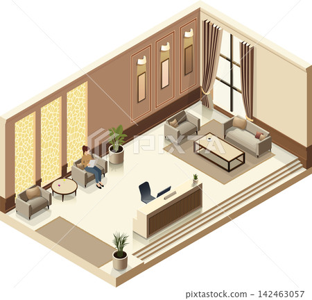 Hotel lounge interior with reception desk Hotel lounge interior with reception desk 142463057