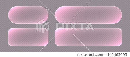 Transparent glass buttons, pink clear banners. Futuristic interface templates for web design. 142463095