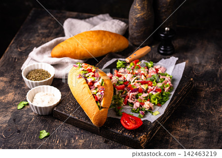 Trendy viral chopped Italian sandwich Trendy viral chopped Italian sandwich 142463219