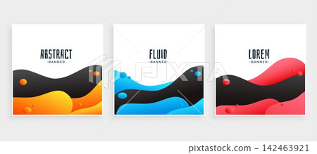 abstract set of modern fluid background in three colors abstract set of modern fluid background in three colors 142463921