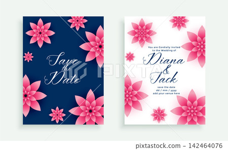 beautiful pink flower wedding invitation card template beautiful pink flower wedding invitation card template 142464076