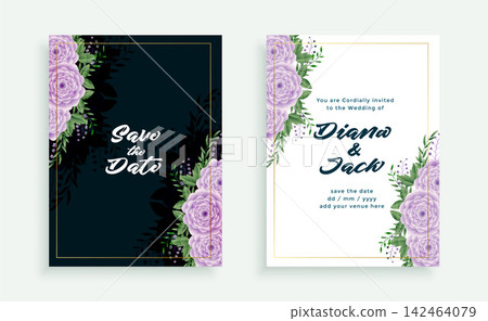elegant wedding floral invitation card template design elegant wedding floral invitation card template design 142464079