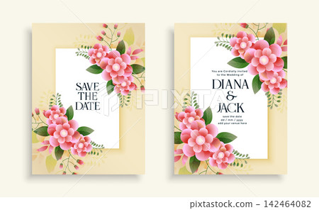 beautiful wedding floral invitation card design template beautiful wedding floral invitation card design template 142464082