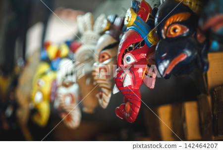 Vibrant Nepalese Deity Masks in Kathmandu Vibrant Nepalese Deity Masks in Kathmandu 142464207