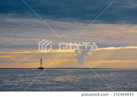 incredible sunset in the Gulf of Finland, magic reflection on water surface, Russia, St.Petersburg incredible sunset in the Gulf of Finland, magic reflection on water surface, Russia, St.Petersburg 142464643