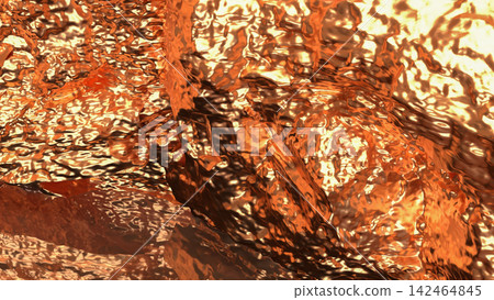 Glowing Copper Metal Abstract Texture Background 3d render. 142464845