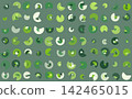 Abstract texture background material with green and white geometric patterns. 142465015