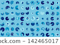 Abstract texture background with a blue base and geometric patterns. 142465017