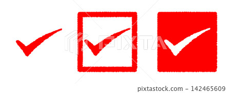 Hand-drawn checkmark illustration - red Hand-drawn checkmark illustration - red 142465609