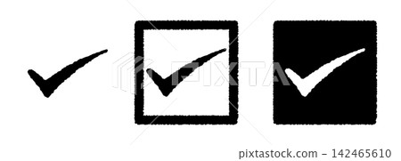 Hand-drawn checkmark illustration - black 142465610