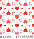 Seamless pattern. Red, scarlet, hearts, bows. About love, for Valentine's Day. In a flat style. Watercolor, pastel. For printing, prints, products 142465826