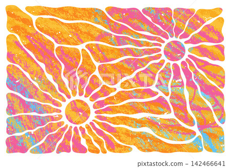 Groovy crayon sun round set retro psychedelic wavy rays boho shapes childish chalk scribble texture Groovy crayon sun round set retro psychedelic wavy rays boho shapes childish chalk scribble texture 142466641
