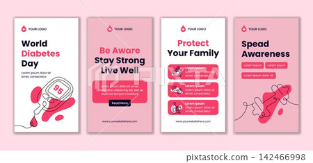 Flat Cartoon World Diabetes Day Social Media Story Background Template Illustration Flat Cartoon World Diabetes Day Social Media Story Background Template Illustration 142466998