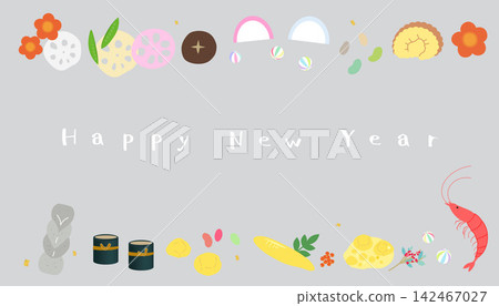 禦節料理(日本新年料理)邊框插圖,留白,新年賀卡插圖素材,日本料理 禦節料理(日本新年料理)邊框插圖,留白,新年賀卡插圖素材,日本料理 142467027