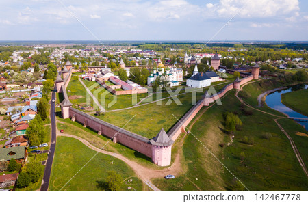 Aerial view of Saviour-Euthimiev monastery at Suzdal in summer. Russia Aerial view of Saviour-Euthimiev monastery at Suzdal in summer. Russia 142467778
