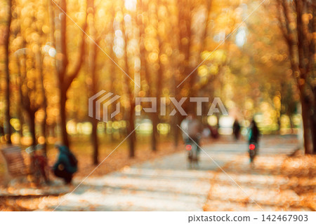 Autumnal park. Blurred background. Bright colorful bokeh. Autumnal park. Blurred background. Bright colorful bokeh. 142467903