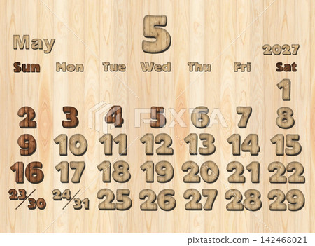 2027年曆,木紋,五月 2027年曆,木紋,五月 142468021