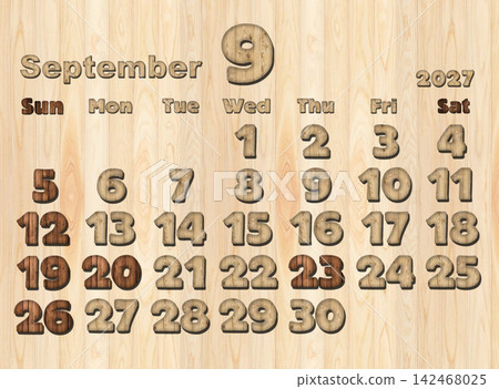 2027 Calendar Wood Grain September 2027 Calendar Wood Grain September 142468025