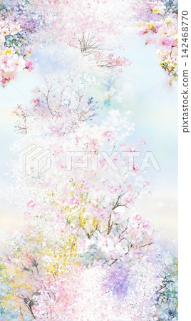 Sparkling clear water surface backgrounds combined with bright wildflower field scenic illustrations Sparkling clear water surface backgrounds combined with bright wildflower field scenic illustrations 142468770