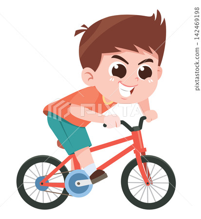 Child Riding Bicycle Cartoon Illustration Child Riding Bicycle Cartoon Illustration 142469198