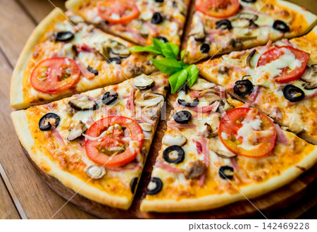 Large pizza Large pizza 142469228