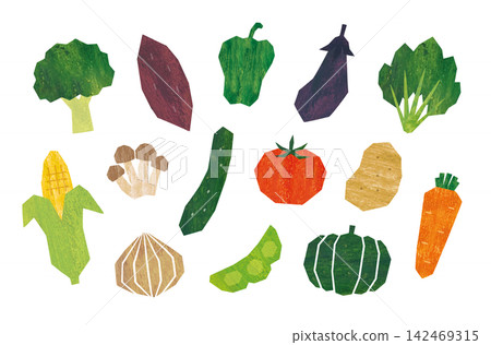 Vegetable acrylic paper-cut style icons Vegetable acrylic paper-cut style icons 142469315