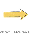 Off-print style arrow icon, hand-drawn line art, crayon style, color misalignment, pop, yellow 142469471