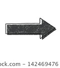 Off-print style arrow icon, hand-drawn line art, crayon, color misalignment, pop, black. 142469476