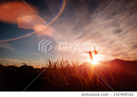 Musician on the mountain Musician on the mountain 142469592