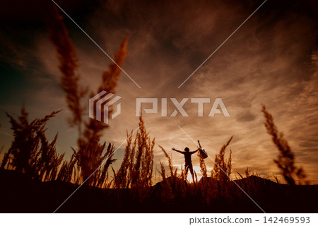 Musician on the mountain Musician on the mountain 142469593