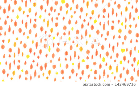 Hand-drawn leaf botanical pattern background material: Red-orange autumn leaf wallpaper Hand-drawn leaf botanical pattern background material: Red-orange autumn leaf wallpaper 142469736