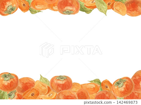 A realistic persimmon background painted with watercolors. 142469873