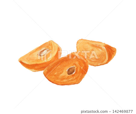 A realistic persimmon painted with watercolors A realistic persimmon painted with watercolors 142469877