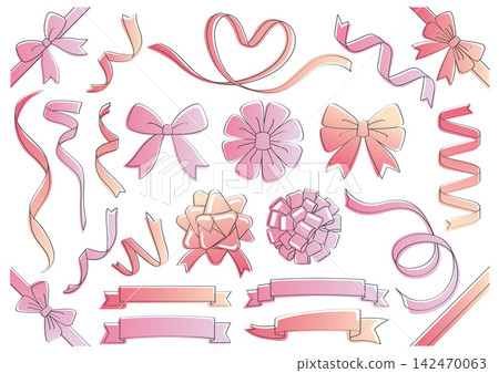 Ribbon Sketch-Style Illustration Material Set Ribbon Sketch-Style Illustration Material Set 142470063