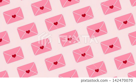 Seamless repeating pattern of cute soft pink envelopes with a small Vector background 142470070