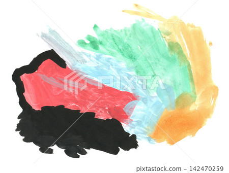Bright multicolor abstract watercolor, gouache blue, green, pink, black blurry, randomly smeared stains of mixed paint on a white background. Fantasy background for banner, poster, prints. Bright multicolor abstract watercolor, gouache blue, green, pink, black blurry, randomly smeared stains of mixed paint on a white background. Fantasy background for banner, poster, prints. 142470259