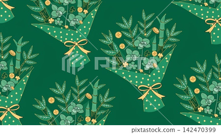Flower bouquet wrapped in paper and ribbon, New Year vector background Flower bouquet wrapped in paper and ribbon, New Year vector background 142470399