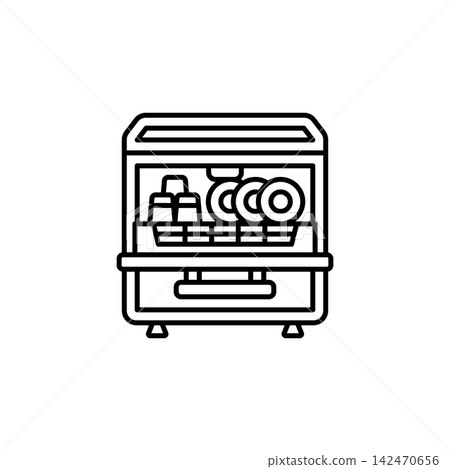 Dishwasher line icon for home appliances, kitchen equipment, dish cleaning, household devices, kitchen maintenance, home interior, web, mobile apps, and infographic design, isolated Dishwasher line icon for home appliances, kitchen equipment, dish cleaning, household devices, kitchen maintenance, home interior, web, mobile apps, and infographic design, isolated 142470656